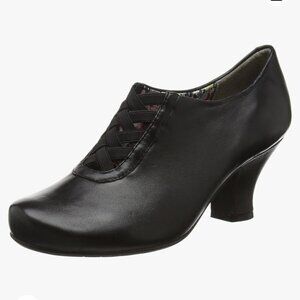 Hotter SZ 10 Stephanie Vintage Black Leather Heels Comfort Shoe 40S Made in UK